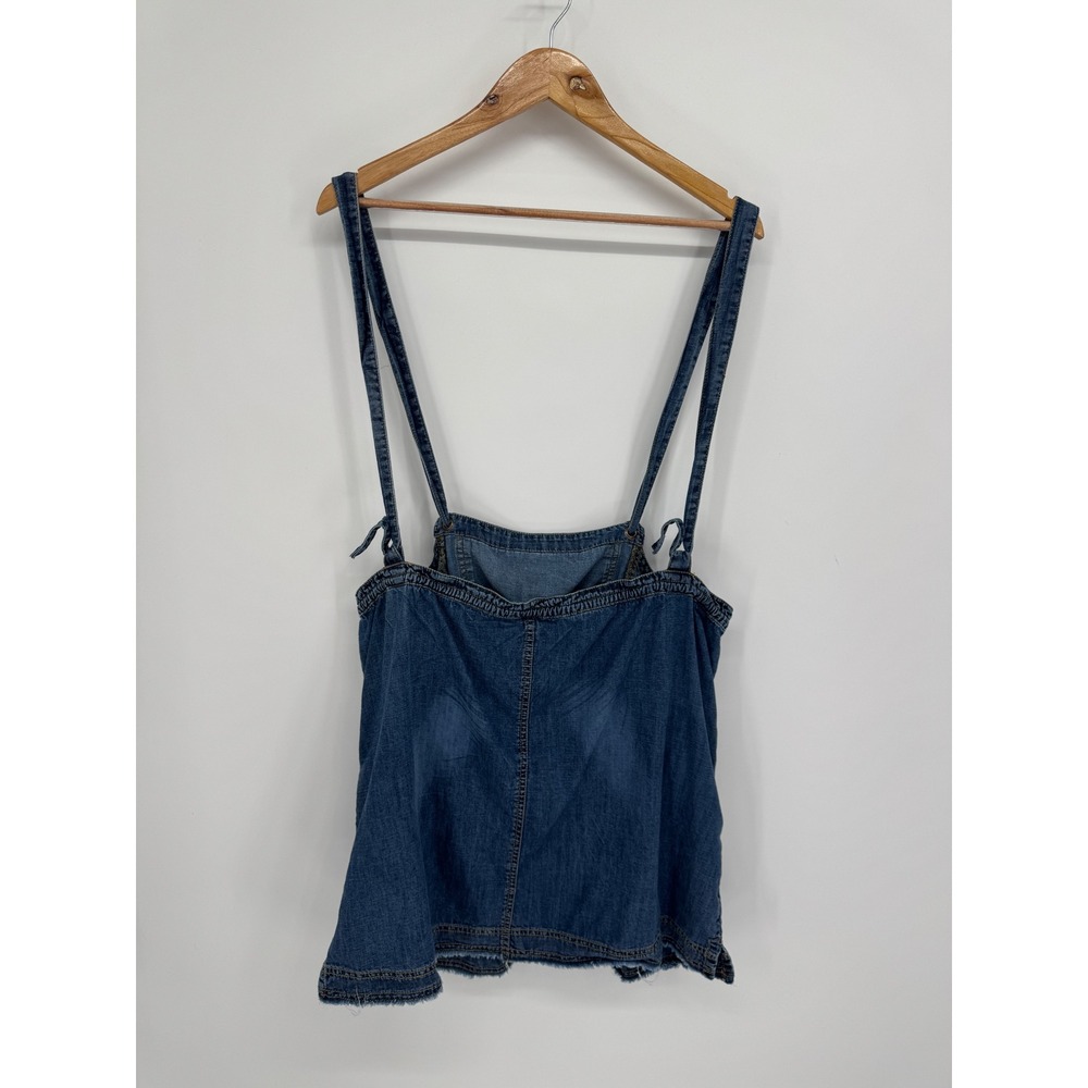 Pilcro Denim Overall Mini Skirt Women XL Chambray Pinafore Boho Festival Western - Picture 10 of 12
